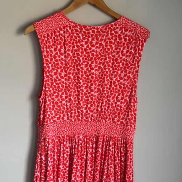 Boden Thea Sleeveless Midi Dress Poppy Red, Botanic Sprig - Picture 8 of 13